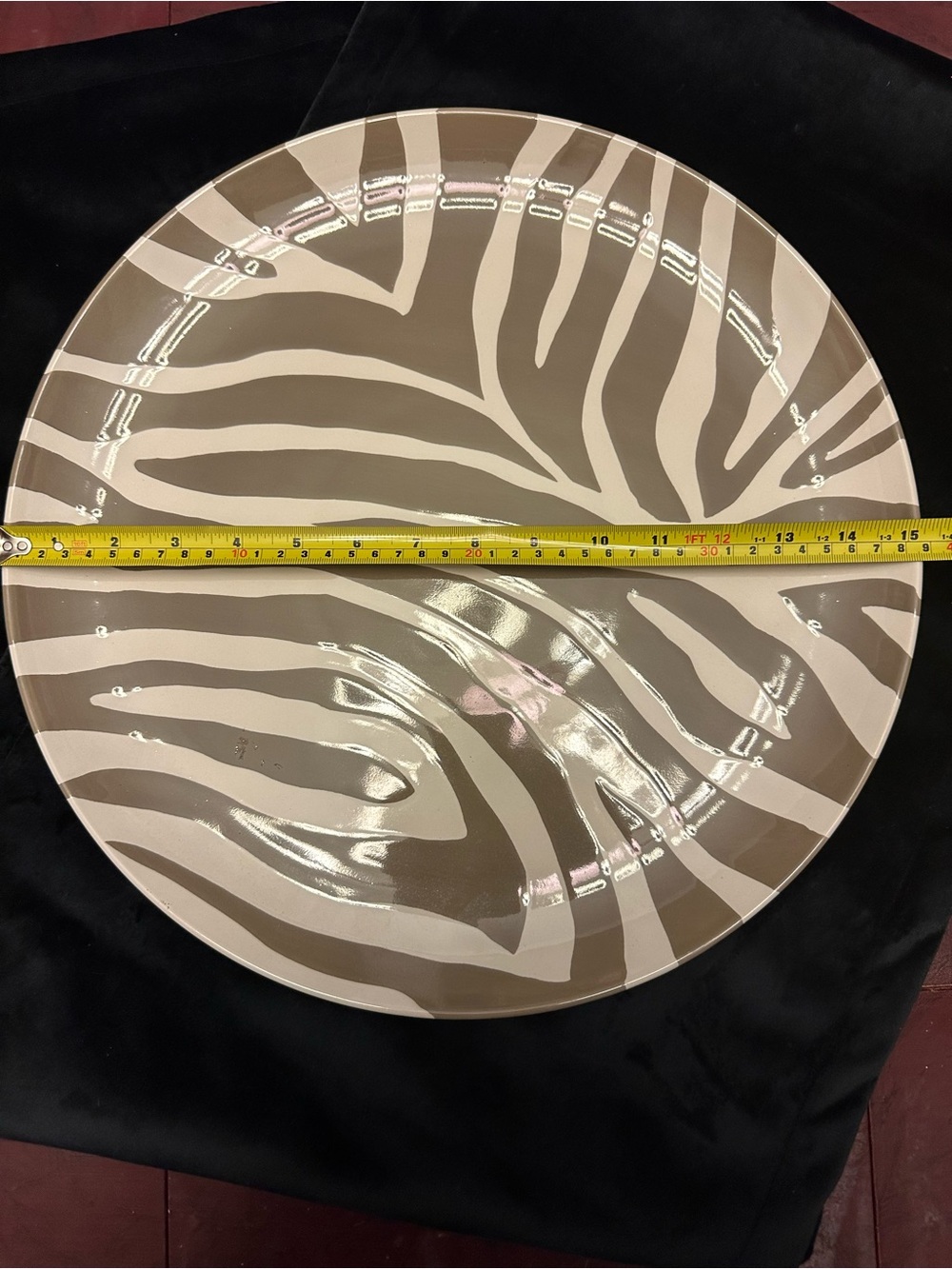 Neutral Zebra Stripe Decorative Platter 15.25”